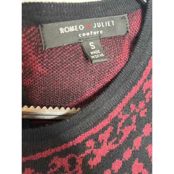 Romeo & Juliet Couture Sweater Dress Small Red Black Flare Mini - Picture 7 of 12